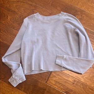 Brandy Melville Light Gray/blue cropped thermal top